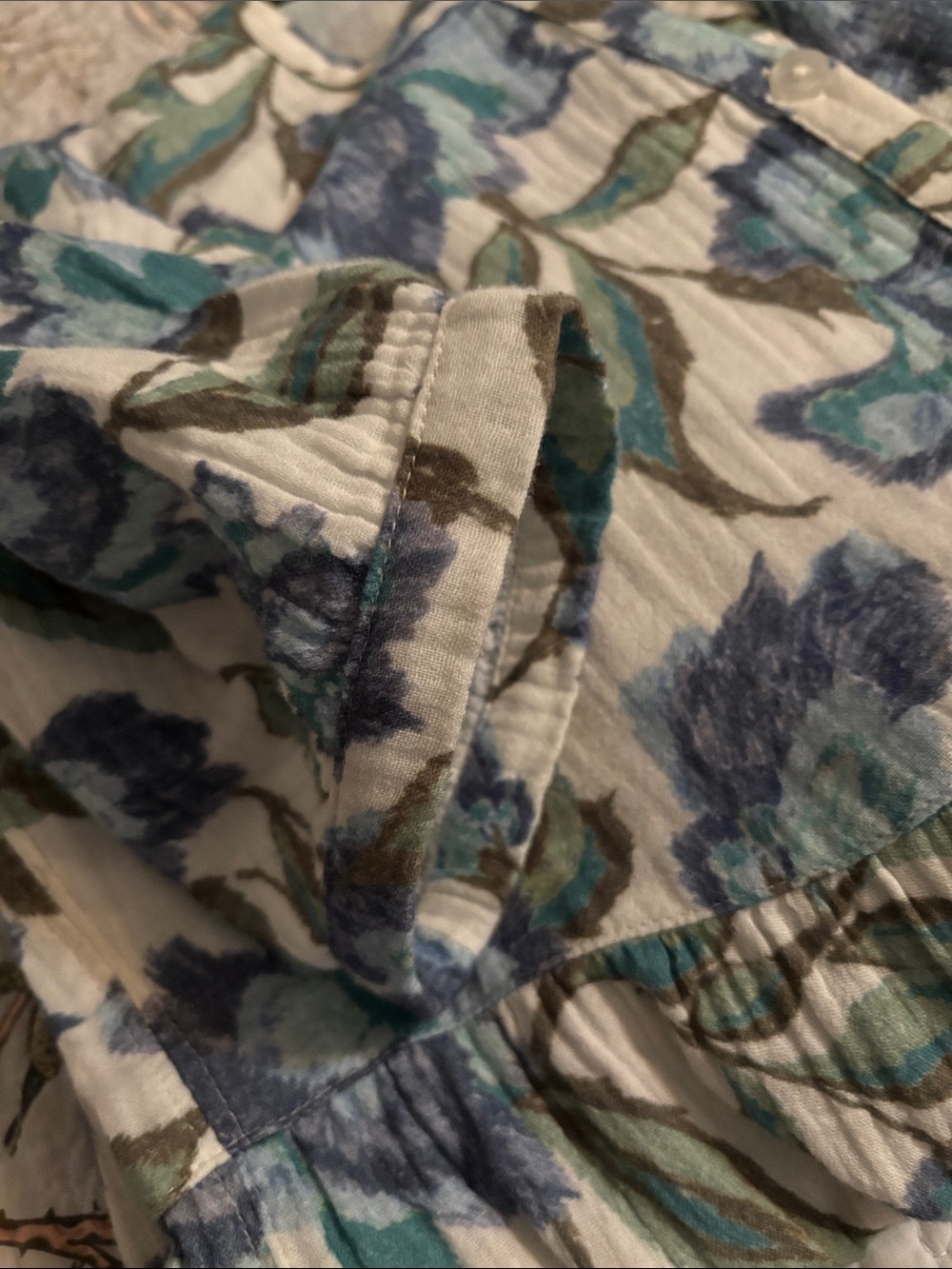 Garnet Hill Blue and Green Floral Button-Front Midi Dress - Picture 7 of 7